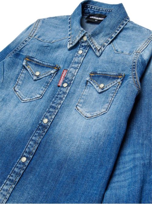 Camicia unisex bambino Dsquared2 denim blu Dsquared Kids | DQ2887D0AFPDQ01